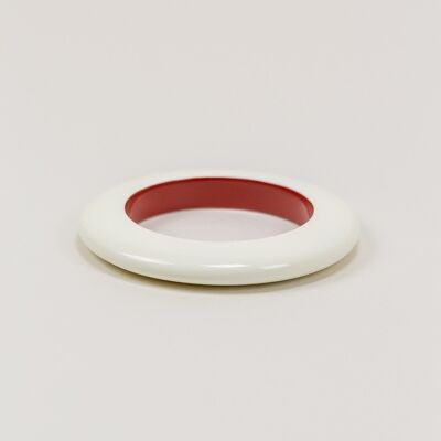 Brick and ivory lacquered round and thin bracelet