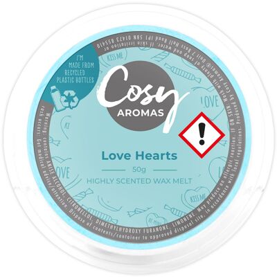 Corazones de amor (50 g de cera derretida)