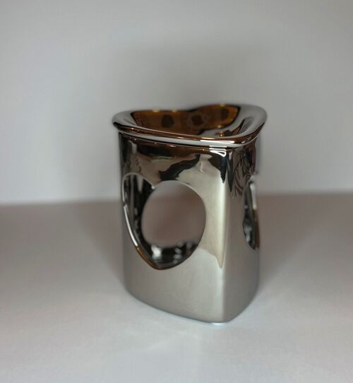 Ceramic Wax Melter / Oil Burner - Silver