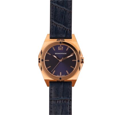 Representador 42 mm/Rosegold/Azul/Pulido/Cuero