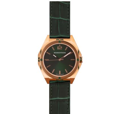 Representor 42mm/Rosegold/Green/Polished/Leather