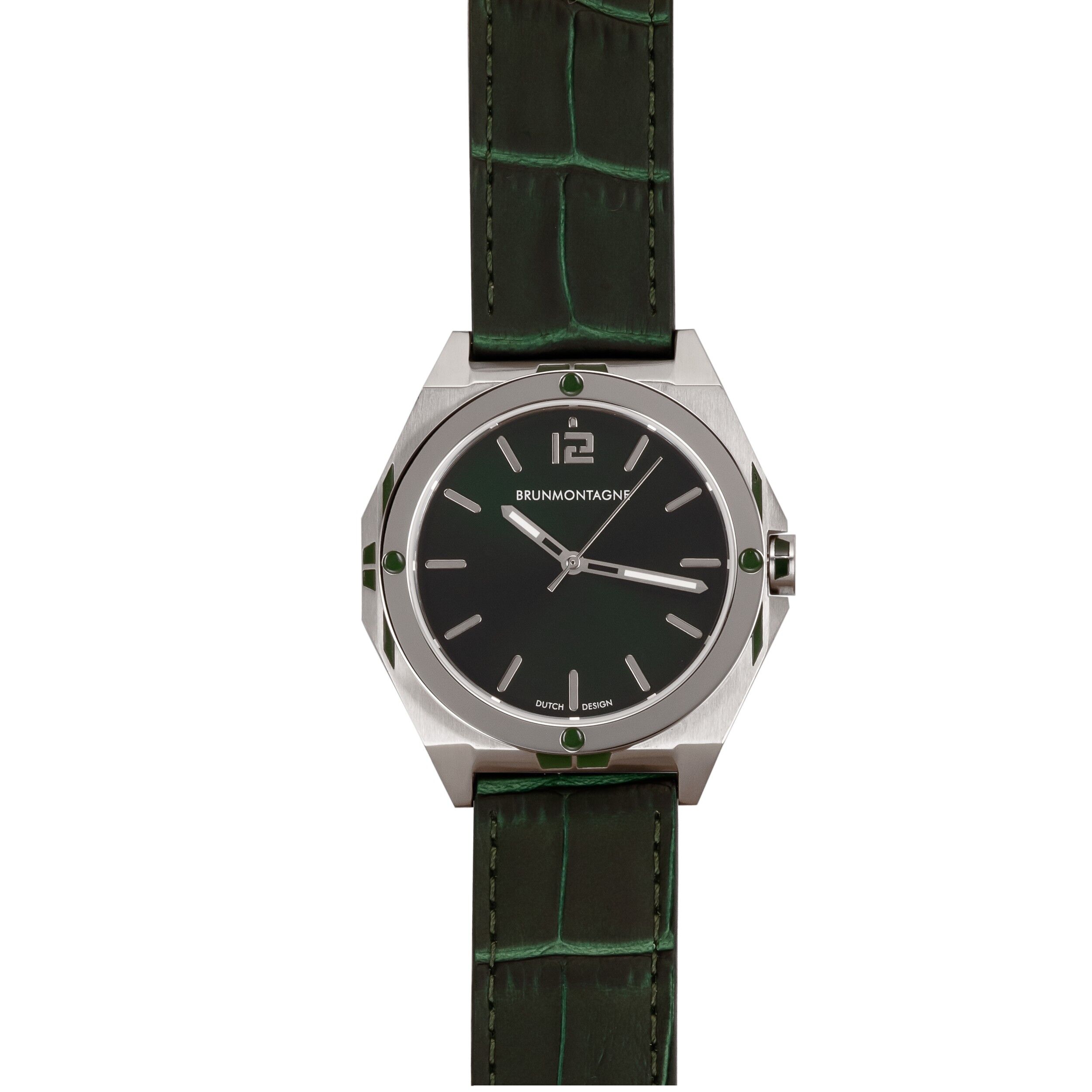 Rappresentante 42mm/Acciaio/Verde/Lucido/Pelle Miyota
