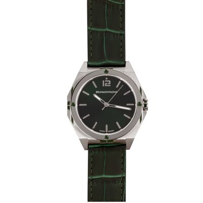 Representador 42mm/Acero/Verde/Pulido/Cuero