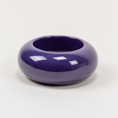 Large round bracelet in purple lacquered wood