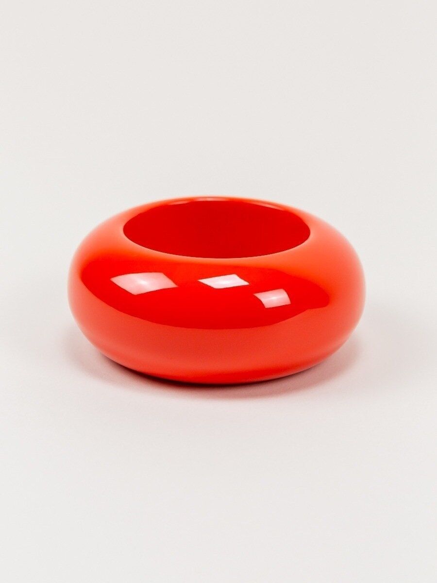 Bracciale tondo grande in legno laccato arancione