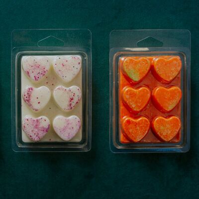 Hearts Snap Bars di cera di soia si scioglie - Arancio ardente e bergamotto - Bianco