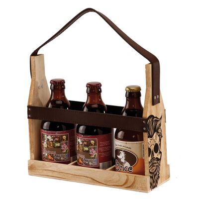 STORAGE 3 BEERS WITH LEATHER HANDLE