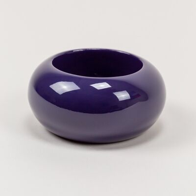 Very large round bracelet in purple lacquered wood