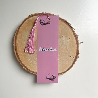 Books pink - bookmark with tassel