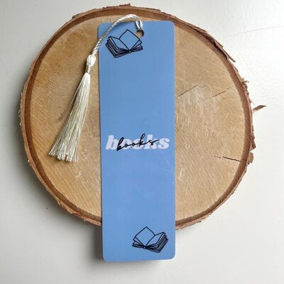 Books dark blue - bookmark with tassel