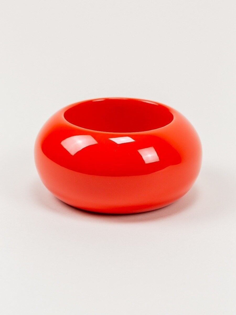 Bracciale tondo molto grande in legno laccato arancione