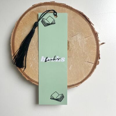 Books green - bookmark with tassel