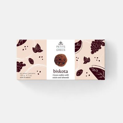 Biskota - Galletas negras de cacao con pasas y almendras