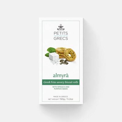 Almyra Spinach - Rollos de galletas saladas con queso feta griego
