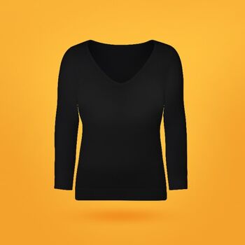 T-shirt de compression gainant à manches longues – Noir - Noir 2