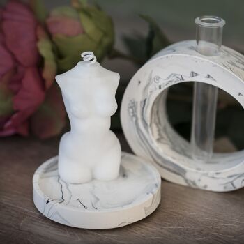 Vase à tige ronde en marbre blanc Jesmonite 12,5 cm 6