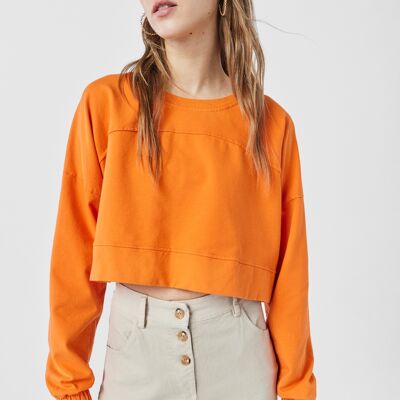 KYLIE Oversized Cropped Sweatshirt in Orange