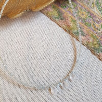 MOON STONE, AQUAMARINE NECKLACE - REENA