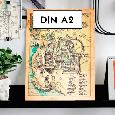 Magic school map - Poster - Size DINA2