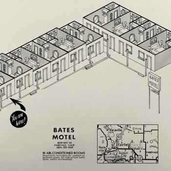 Plan de motel inspiré de PSYCHO - Plan de l'hôtel BATES 2