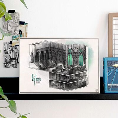 Green common room - Four Houses - Poster - Plan - Map - Size DINA2