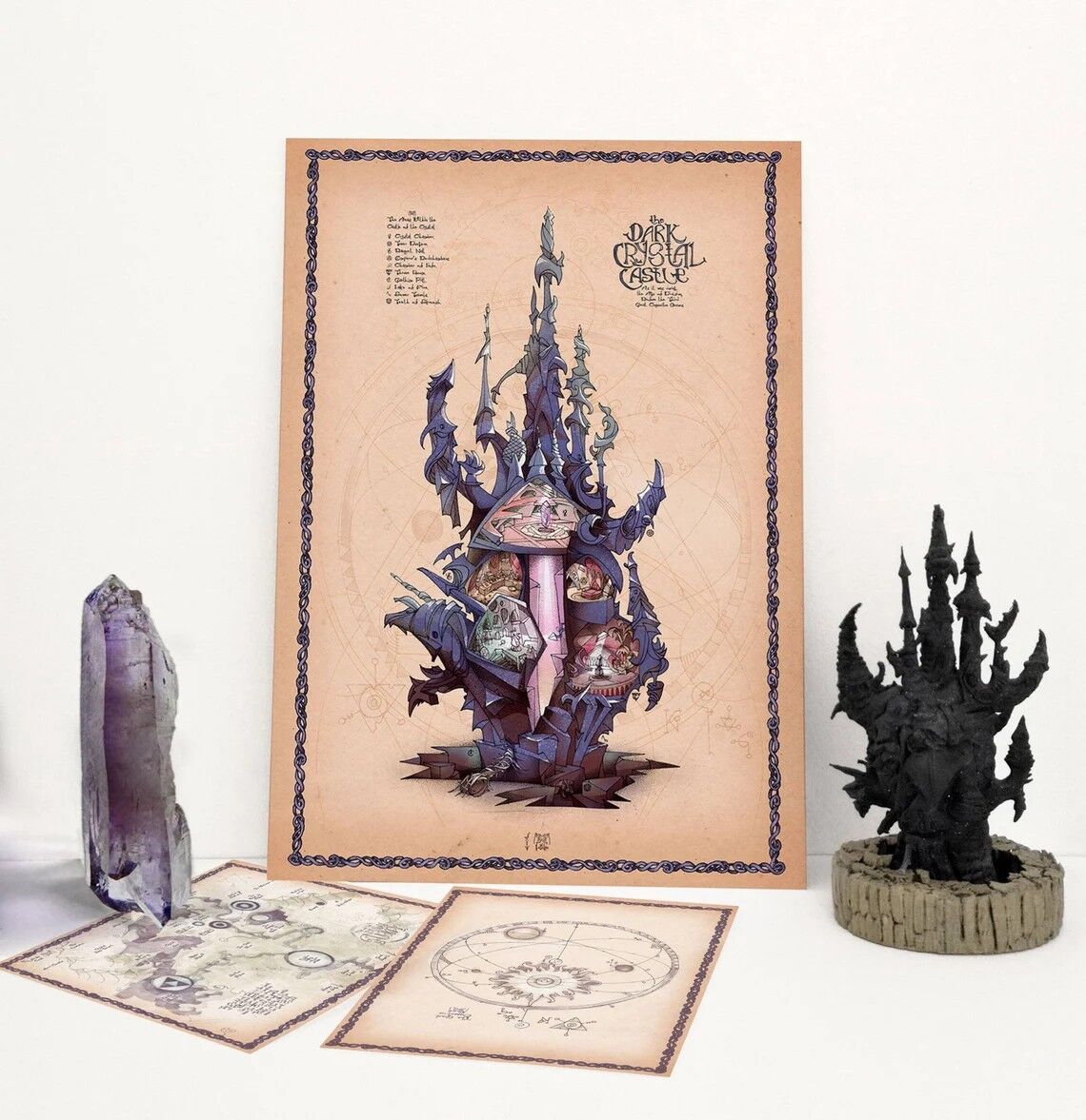 Mappa del CASTELLO DI CRISTALLO - 3 illustrazioni originali - Mappa del mondo - La Grande Congiunzione - Dimensioni DINA3