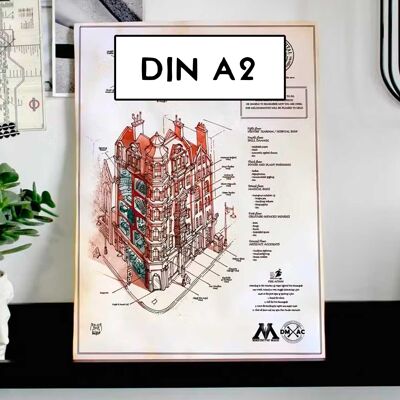 Mappa dell'ospedale di San Mungo - Illustrazione originale - Poster - Dimensioni DINA2