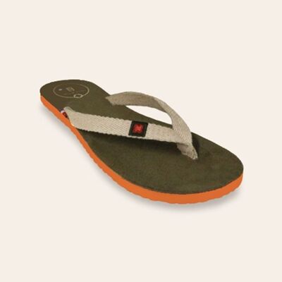 MOOREA Green Leather Tong/Flip Flop