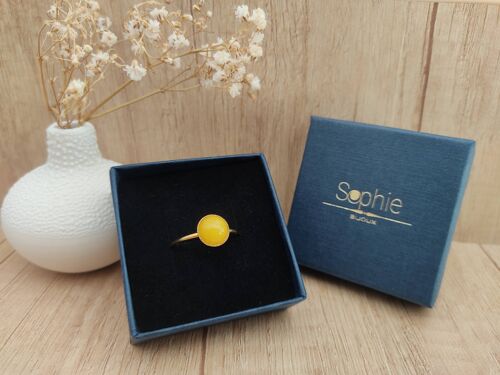 Bague en pierre semi-précieuse La Classique Agate Jaune