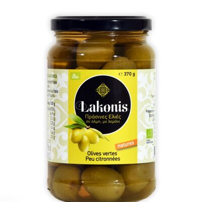 Organic green olives in brine