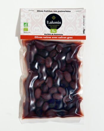 Olives de Kalamata noires au safran BIO