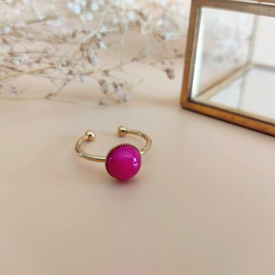 Bague en pierre semi-précieuse La Classique Agate Fuschia