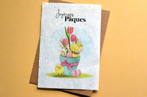 Carte à planter Joyeuses Pâques Poussins