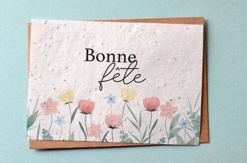 Carte à planter Bonne fête Fleurs.