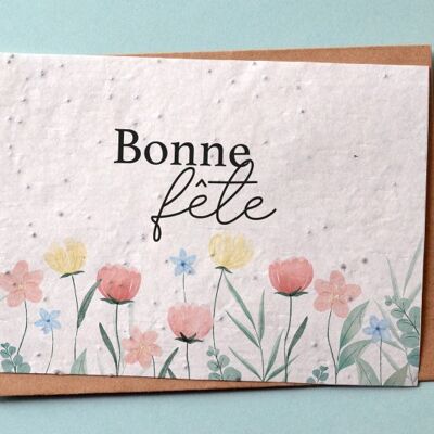 Tarjeta para plantar Flores de Feliz Cumpleaños.