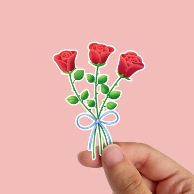 Roses Bouquet Waterproof Vinyl Sticker | Valentines Day Stationery