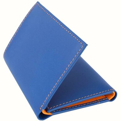 Dreifach gefaltete Brieftasche mit 10 Kartenfächern – Blau und Orange