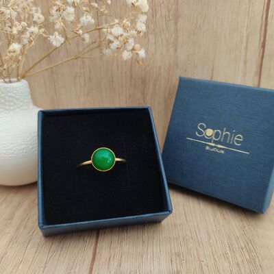 Semi-precious stone ring La Classique Green Agate