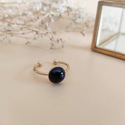 Semi-precious stone ring La Classique Black Agate