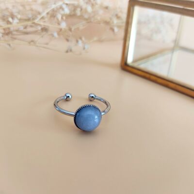 Semi-precious stone ring La Classique Blue Agate