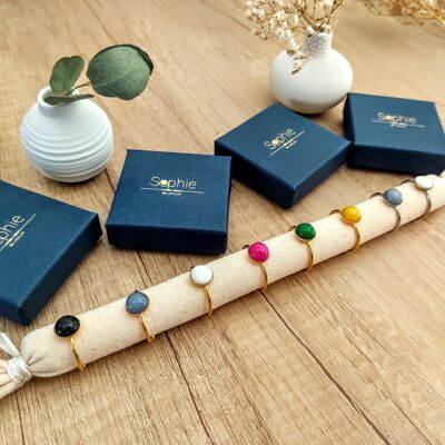 Assortment of 8 La Classique rings - long ring holder in ecru cotton offered!
