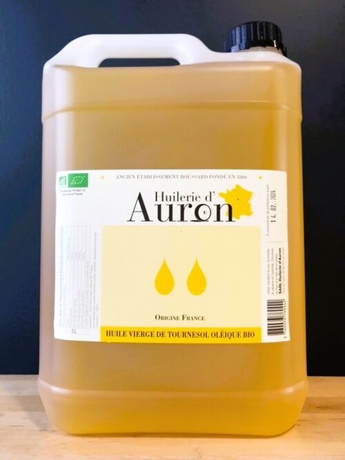 Huile vierge de tournesol oléique BIO 5L