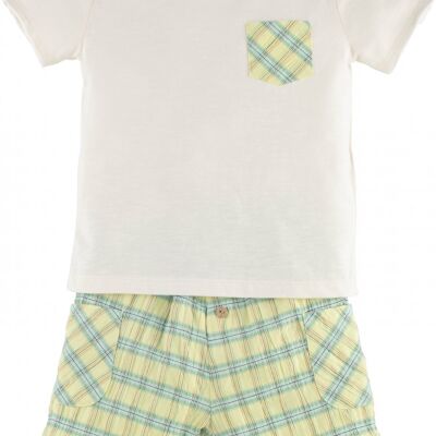 Conjunto de bebé niño, 2 piezas, en amarillo con camiseta y pantalón corto