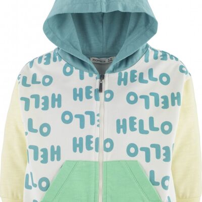 Baby boy hooded jacket -Hello, in green
