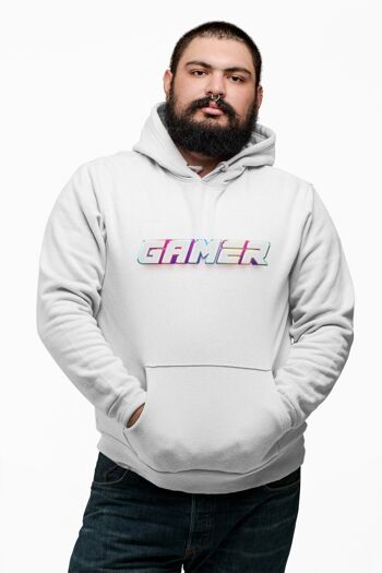 Sweat à capuche Homme - Couleurs Gamer, en blanc 3