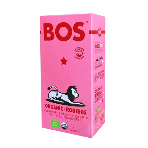 Tea Bags - Strawberry & Vanilla Flavoured - Organic Rooibos - BOS