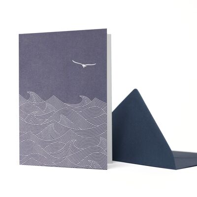 Grußkarte Wellen - dunkelblau, Trauerkarte