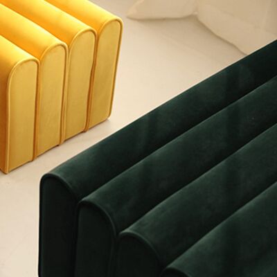 Erica Toast Ottoman, Linen-cotton - Yellow , SKU435