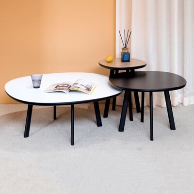 Tempered Side Table, Glass & Black - 109cm , SKU603