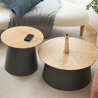 Chic Round Coffee Table, Wood - Black , SKU606